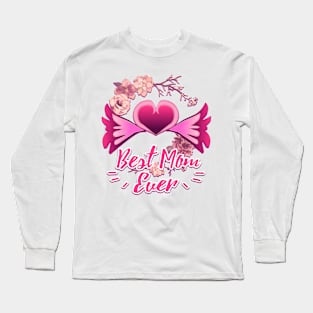 Mothers Day Best Mom Ever Floral Heart Long Sleeve T-Shirt